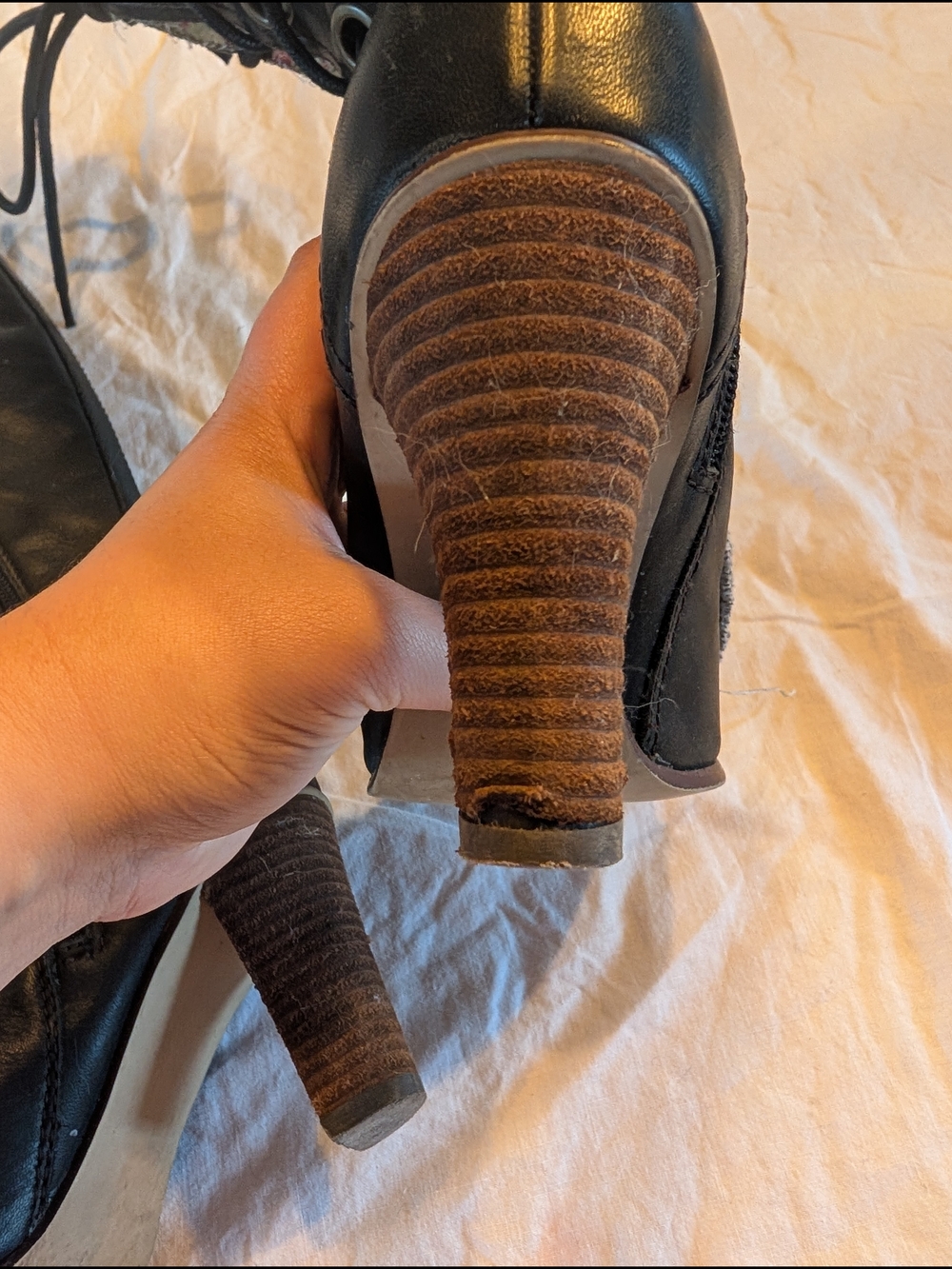 2/60$ Seychelles Black Lace-Up Leather Heeled Boots - Picture 5 of 13